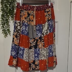 Vibrant Patchwork A-Line Skirt